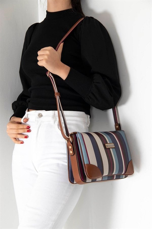 Silver & Polo SP784 Kadın Çapraz Çanta Ekose Mix-Taba