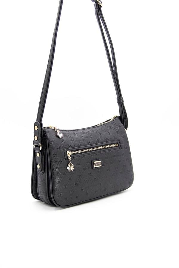 Silver & Polo SP818 Kadın Çapraz Çanta Logolu Siyah
