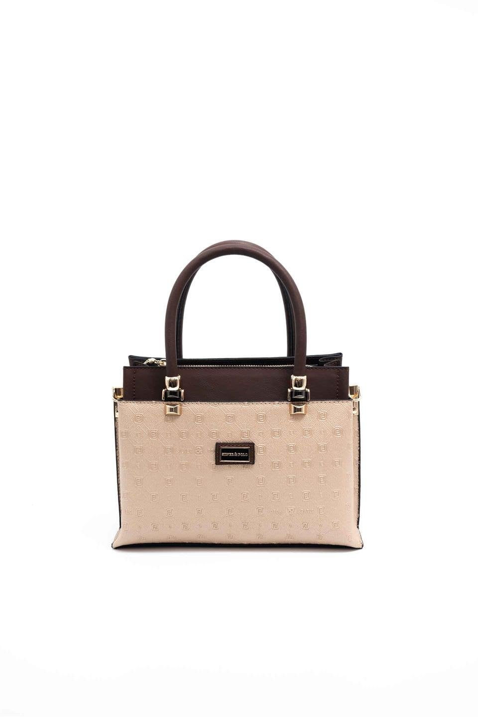 Silver & Polo SP826 Kadın El Çantası Logolu Nut-Kahve
