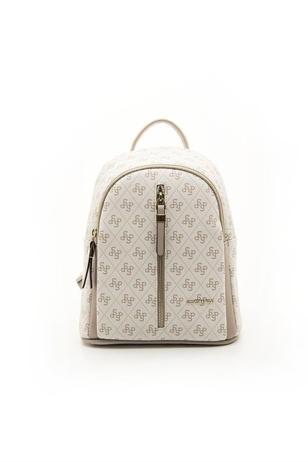 Silver & Polo SP901 Kadın Sırt Çantası Monogram Bej-Kum