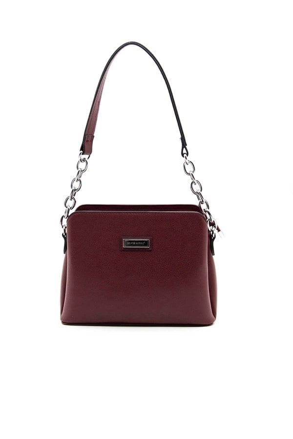 Silver & Polo SP937 Kadın Omuz Çantası Düz Bordo
