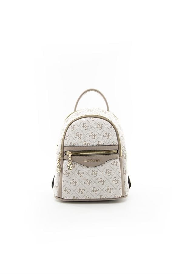 Silver & Polo SP983 Kadın Sırt Çantası Monogram Bej-Kum