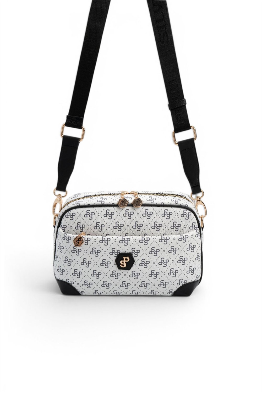 SP1094 Kadın Çapraz Çanta Monogram Beyaz-Siyah SP1094-M178