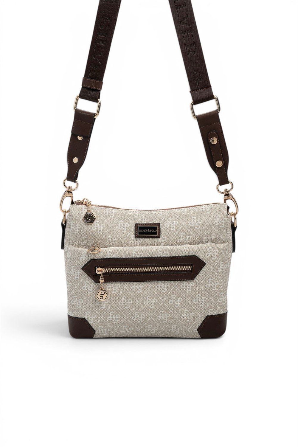 SP1110 Kadın Çapraz Çanta Monogram Taş-Kahve SP1110-M178
