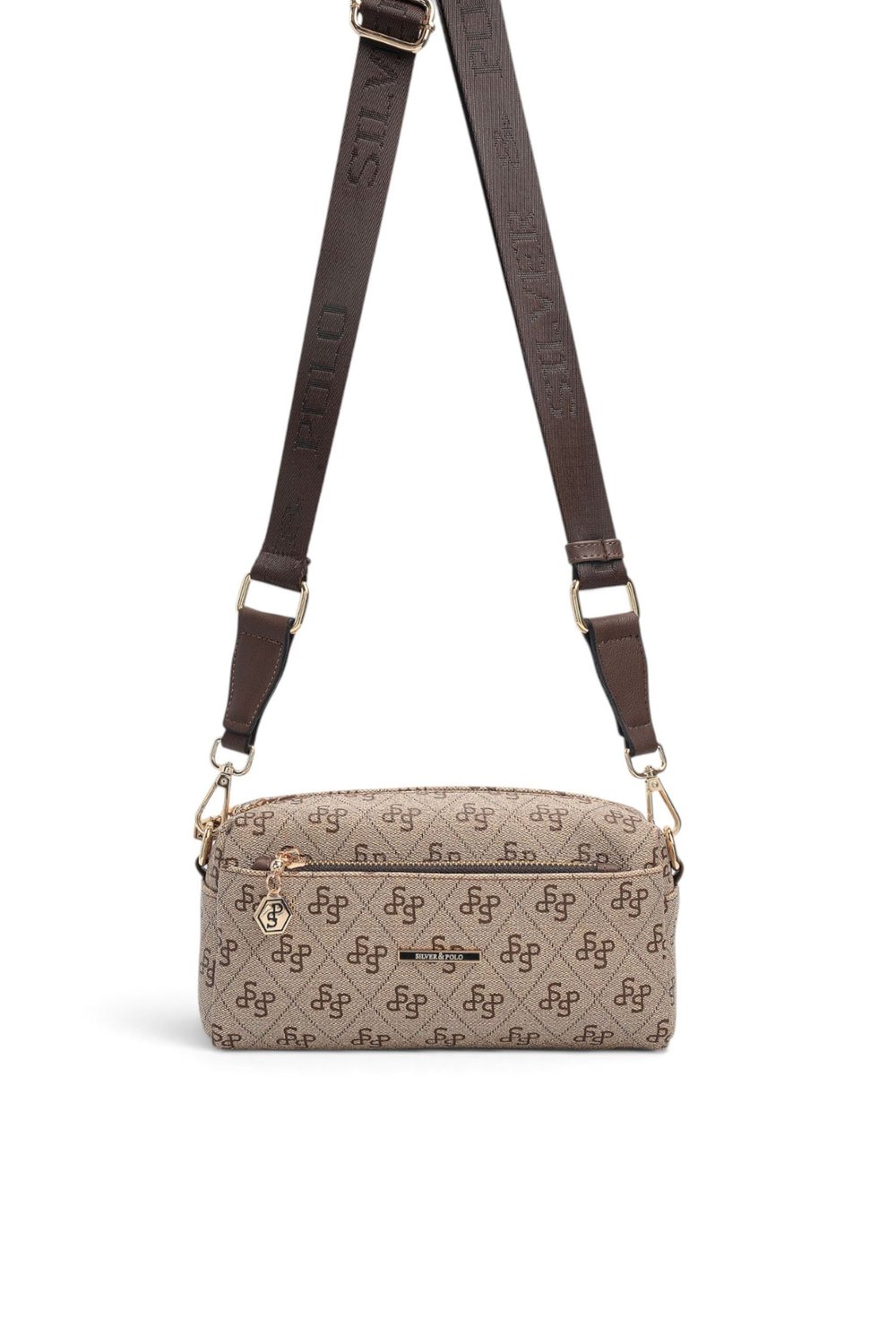 SP1142 Kadın Çapraz Çanta Monogram Koyu Bej - Kahve SP1142-M178