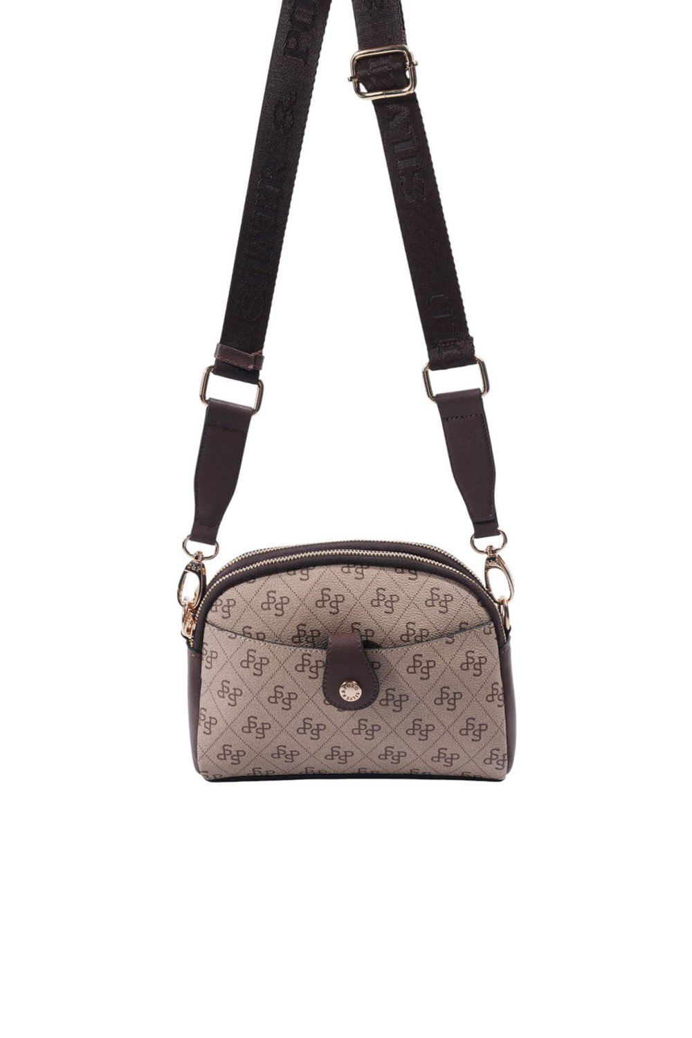 SP1144 Kadın Çapraz Çanta Monogram Koyu Bej-Kahve
