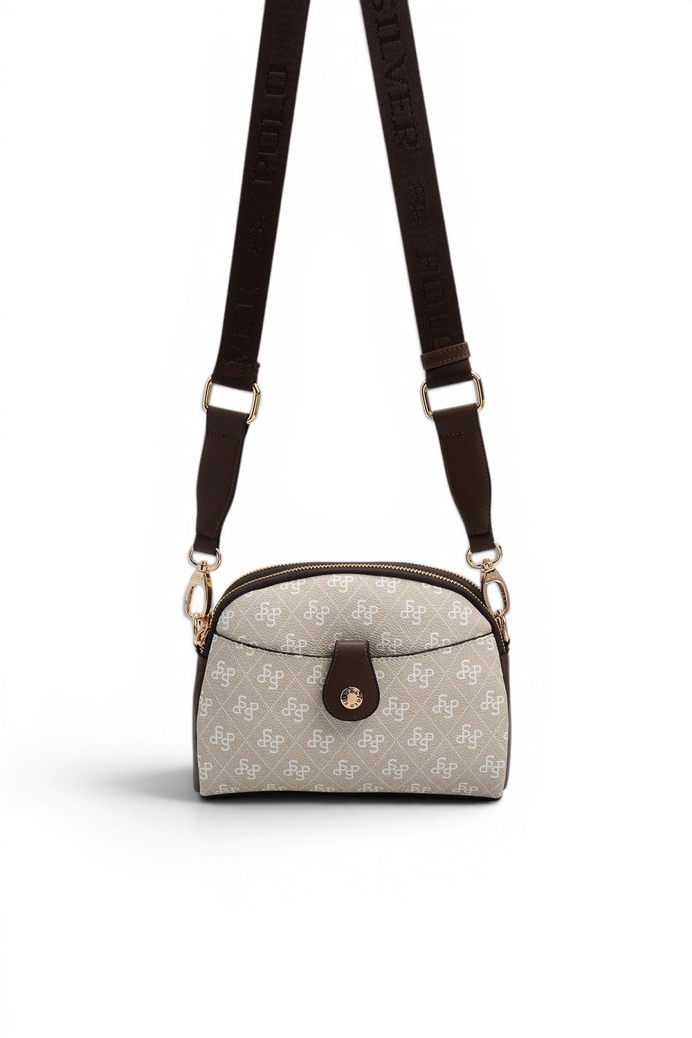 SP1144 Kadın Çapraz Çanta Monogram Taş-Kahve