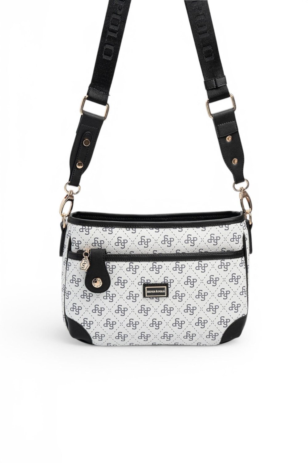 SP1160 Kadın Çapraz Çanta Monogram Beyaz - Siyah SP1160-M178