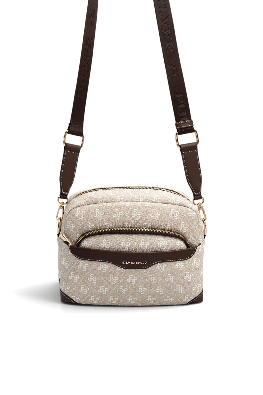 SP1201 Kadın Çapraz Çanta Monogram Taş-Kahve