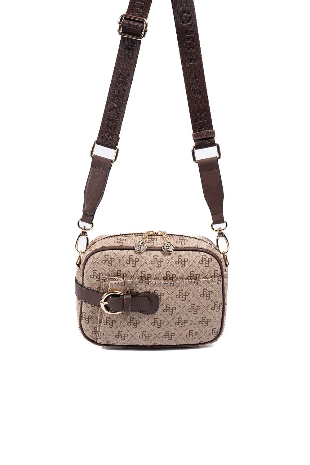 SP1256 Kadın Çapraz Çanta Monogram Koyu Bej-Kahve