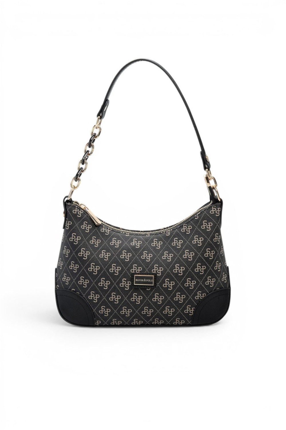 SP1277 Kadın Omuz Çantası Monogram Füme - Siyah SP1277-M178