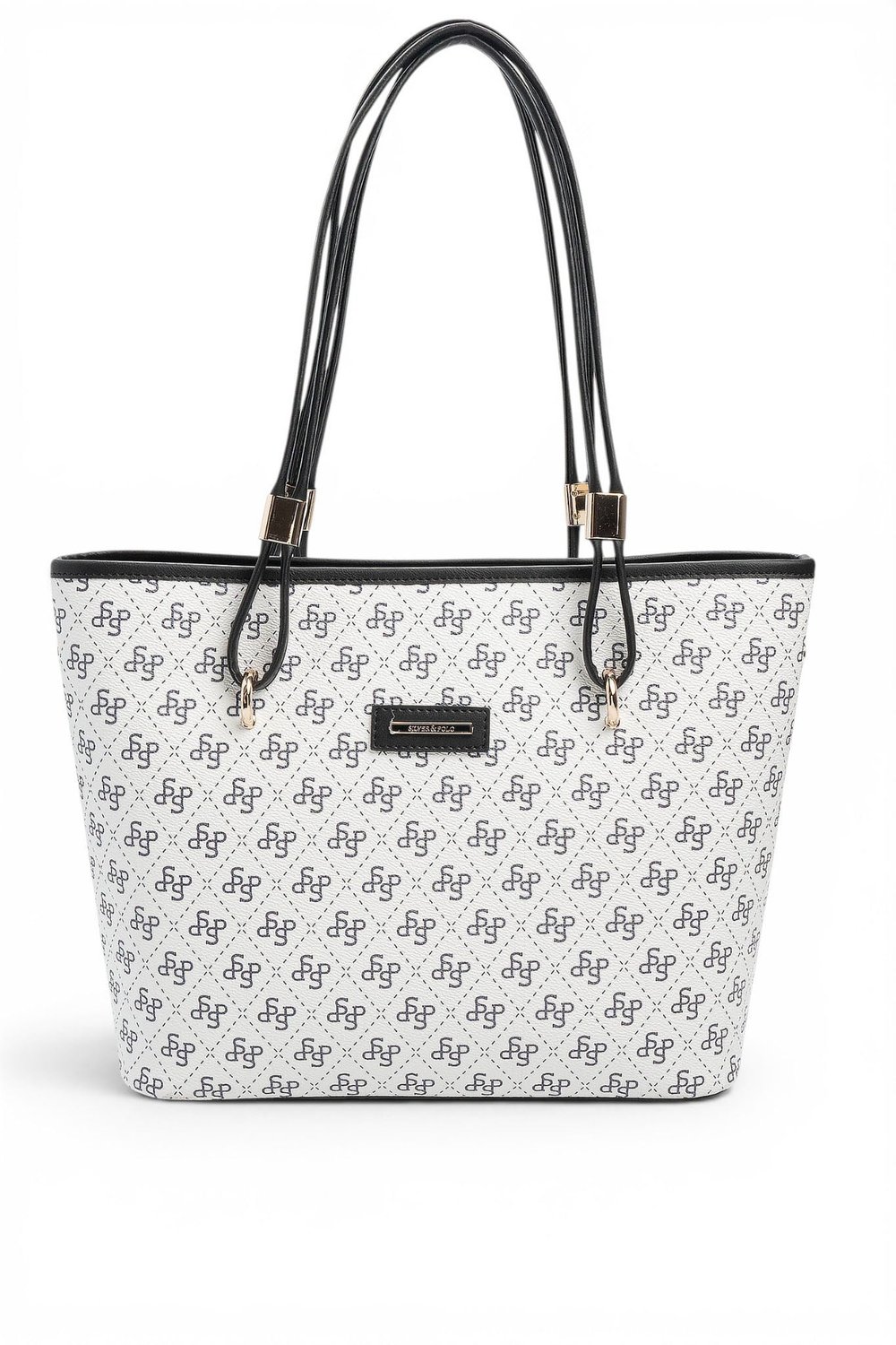 SP1282 Kadın Omuz Çantası Monogram Beyaz - Siyah SP1282-M178
