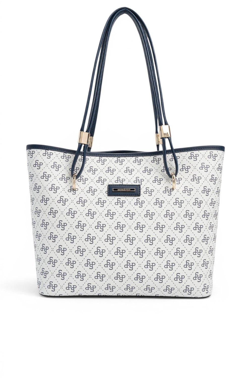 SP1282 Kadın Omuz Çantası Monogram Beyaz - Lacivert SP1282-M178