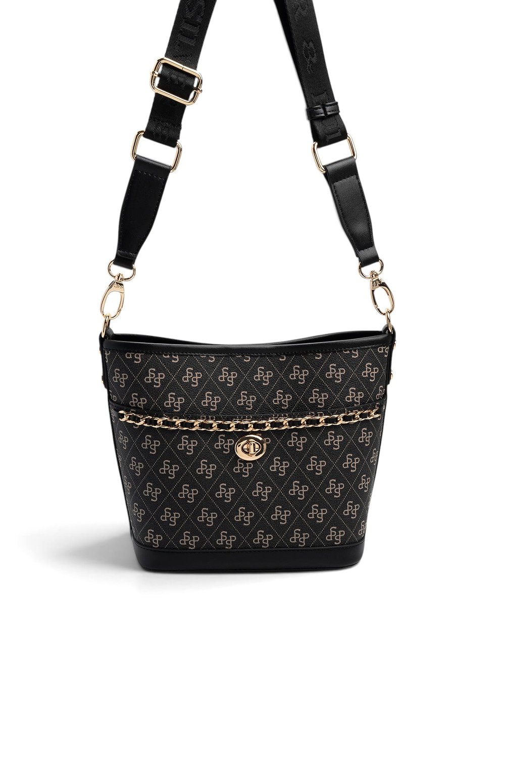 SP1284 Kadın Omuz Çantası Monogram Füme-Siyah