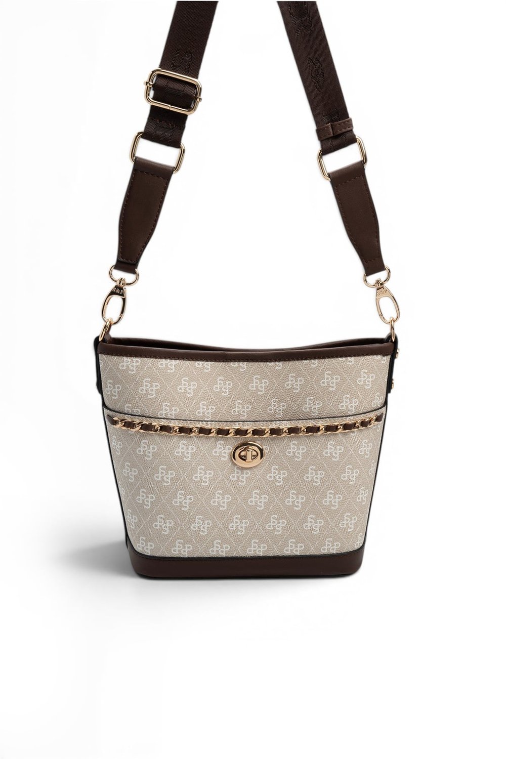SP1284 Kadın Omuz Çantası Monogram Taş-Kahve