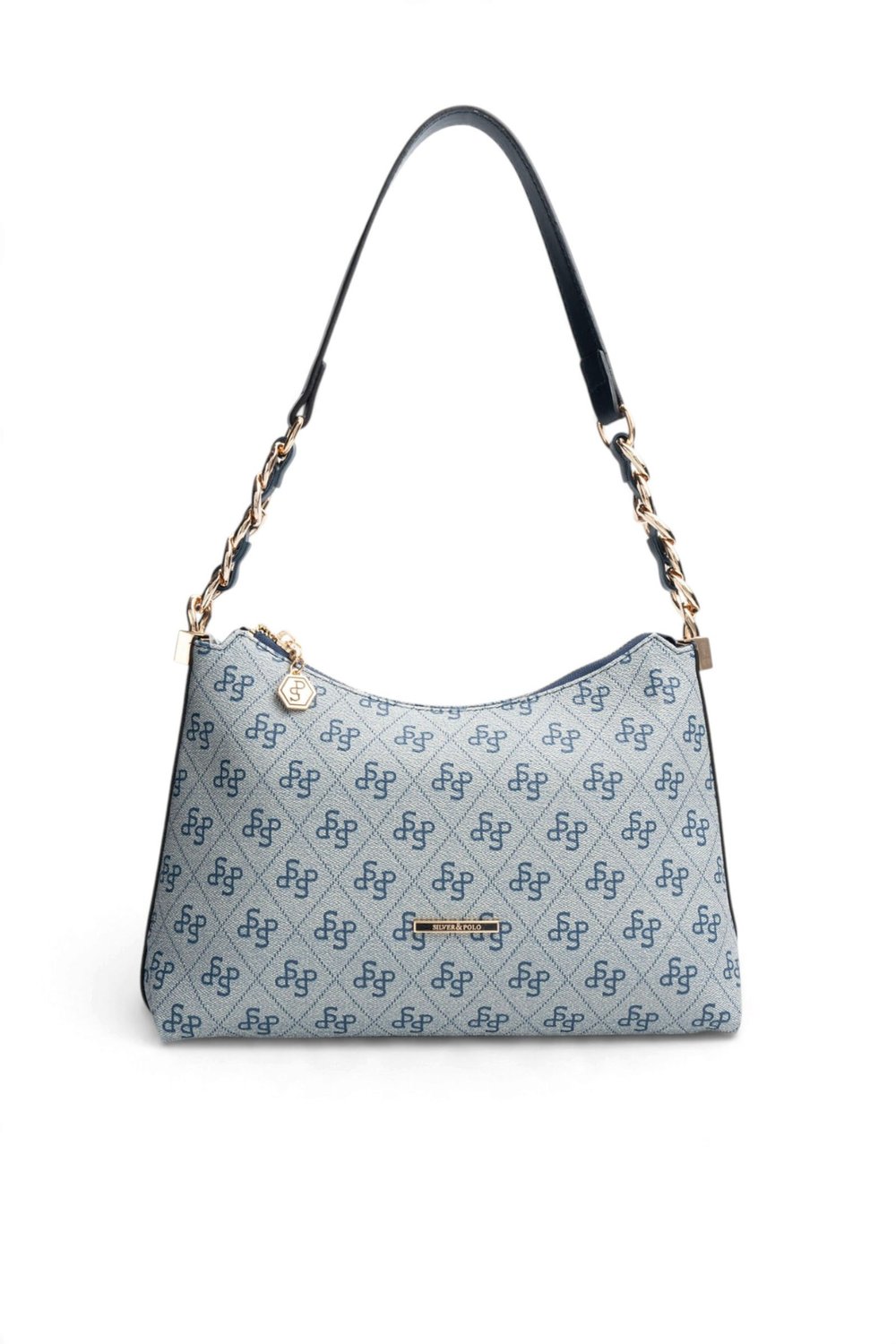 SP1290 Kadın Omuz Çantası Monogram Gri - Lacivert SP1290-M178