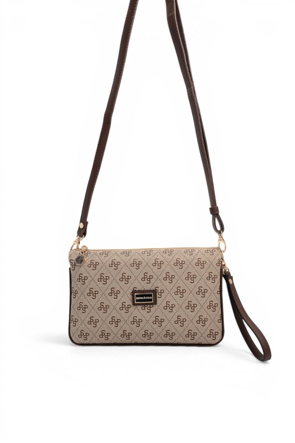 SP1291 Kadın Çapraz Çanta Monogram Koyu Bej - Kahve SP1291-M178