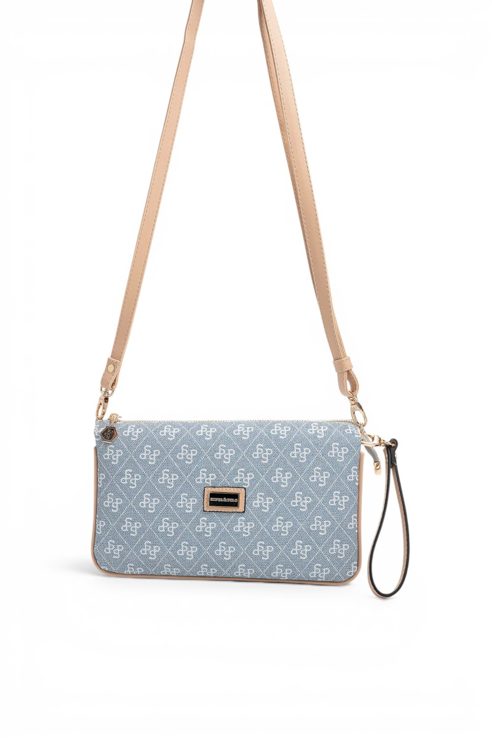 SP1291 Kadın Çapraz Çanta Monogram Mavi - Ten SP1291-M178
