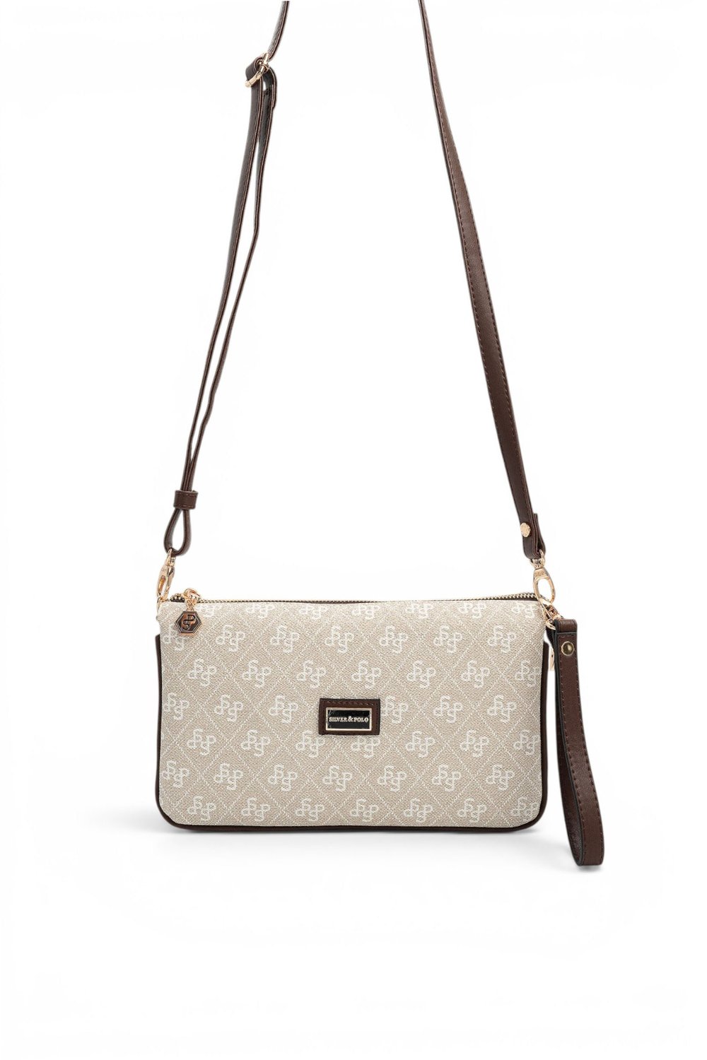 SP1291 Kadın Çapraz Çanta Monogram Taş - Kahve SP1291-M178