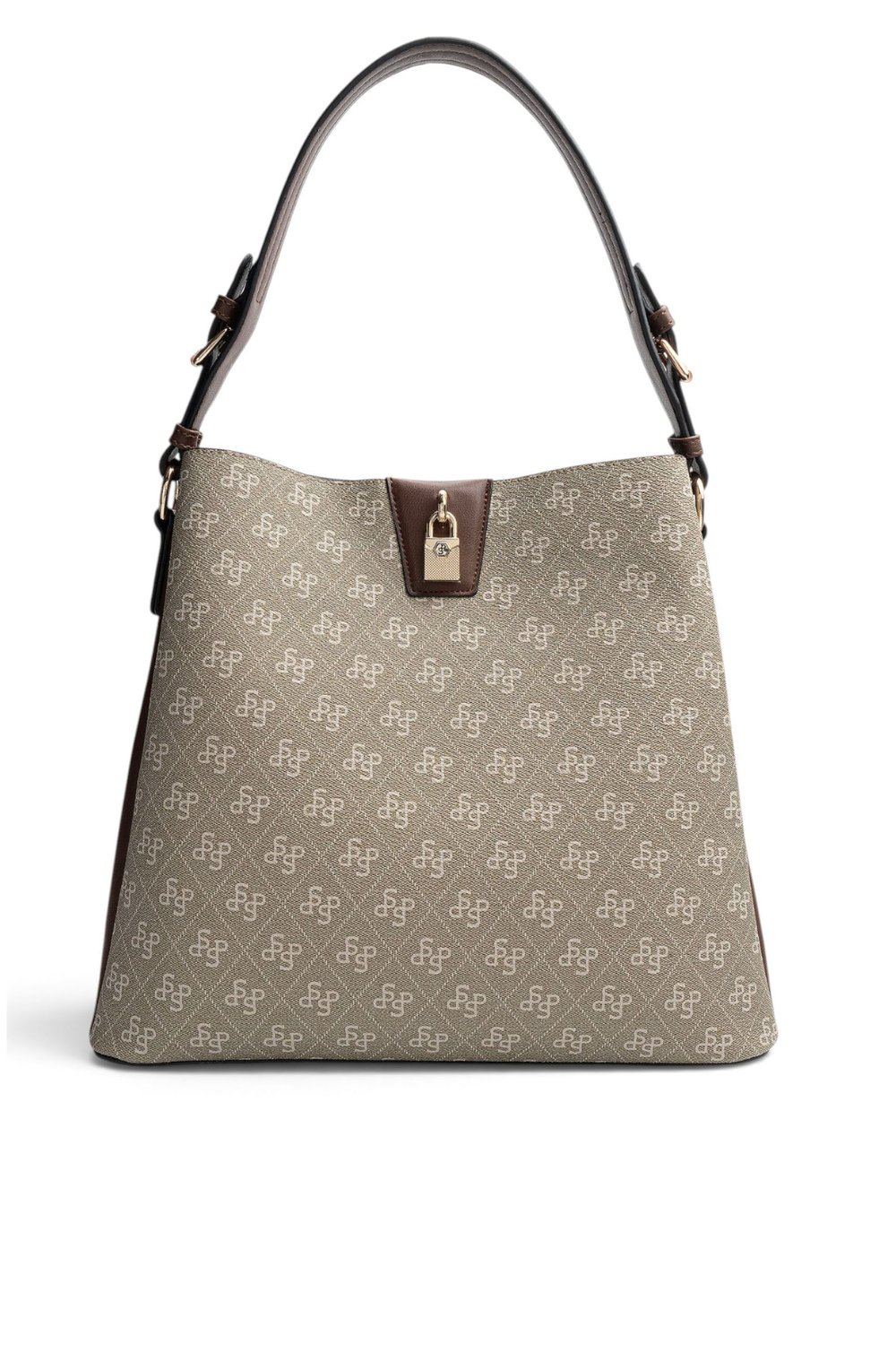SP1295 Kadın Omuz Çantası Monogram Y.Yeşil - Kahve SP1295-M178