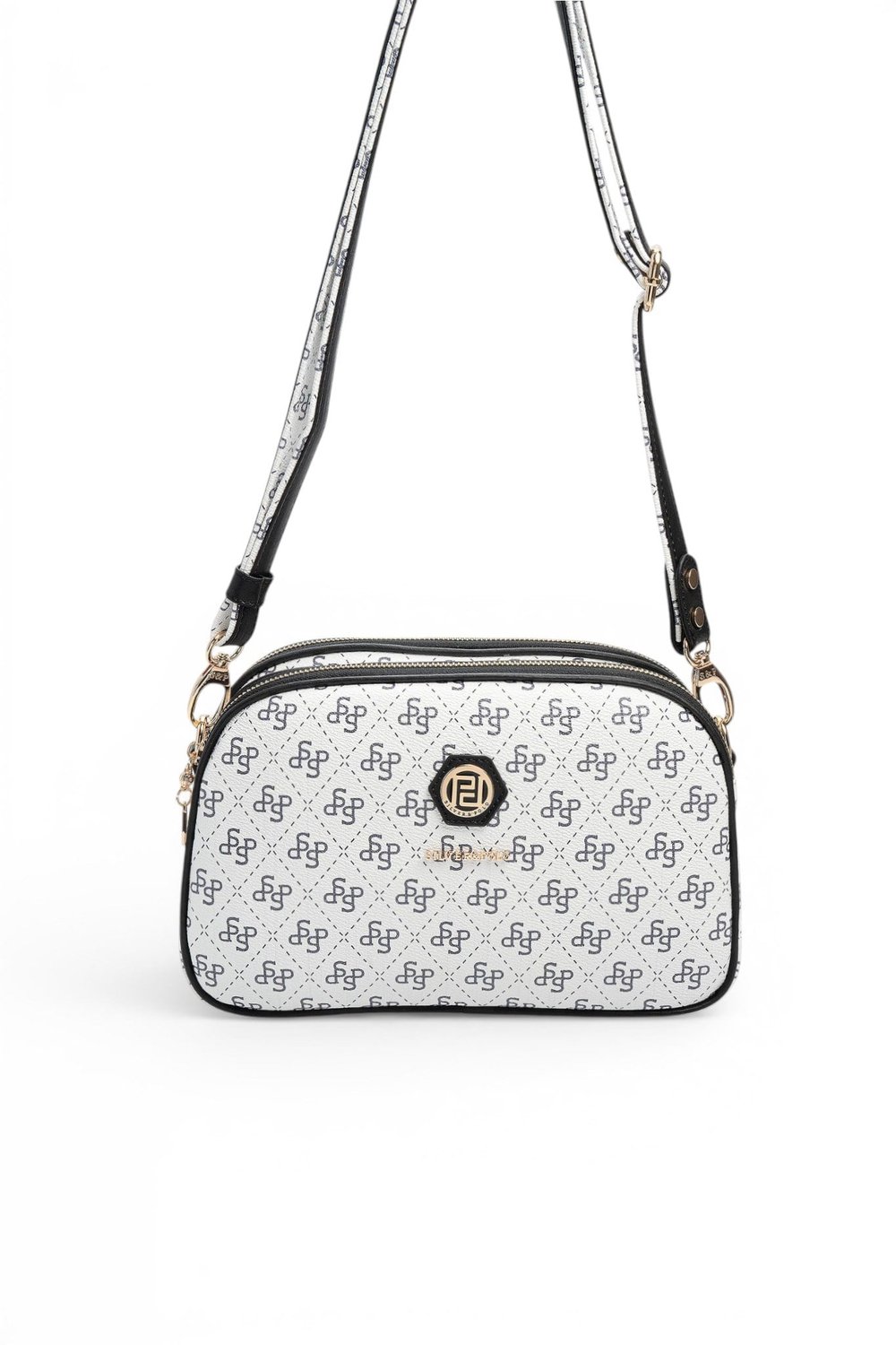 SP745 Kadın Çapraz Çanta Monogram Beyaz - Siyah SP745-M178