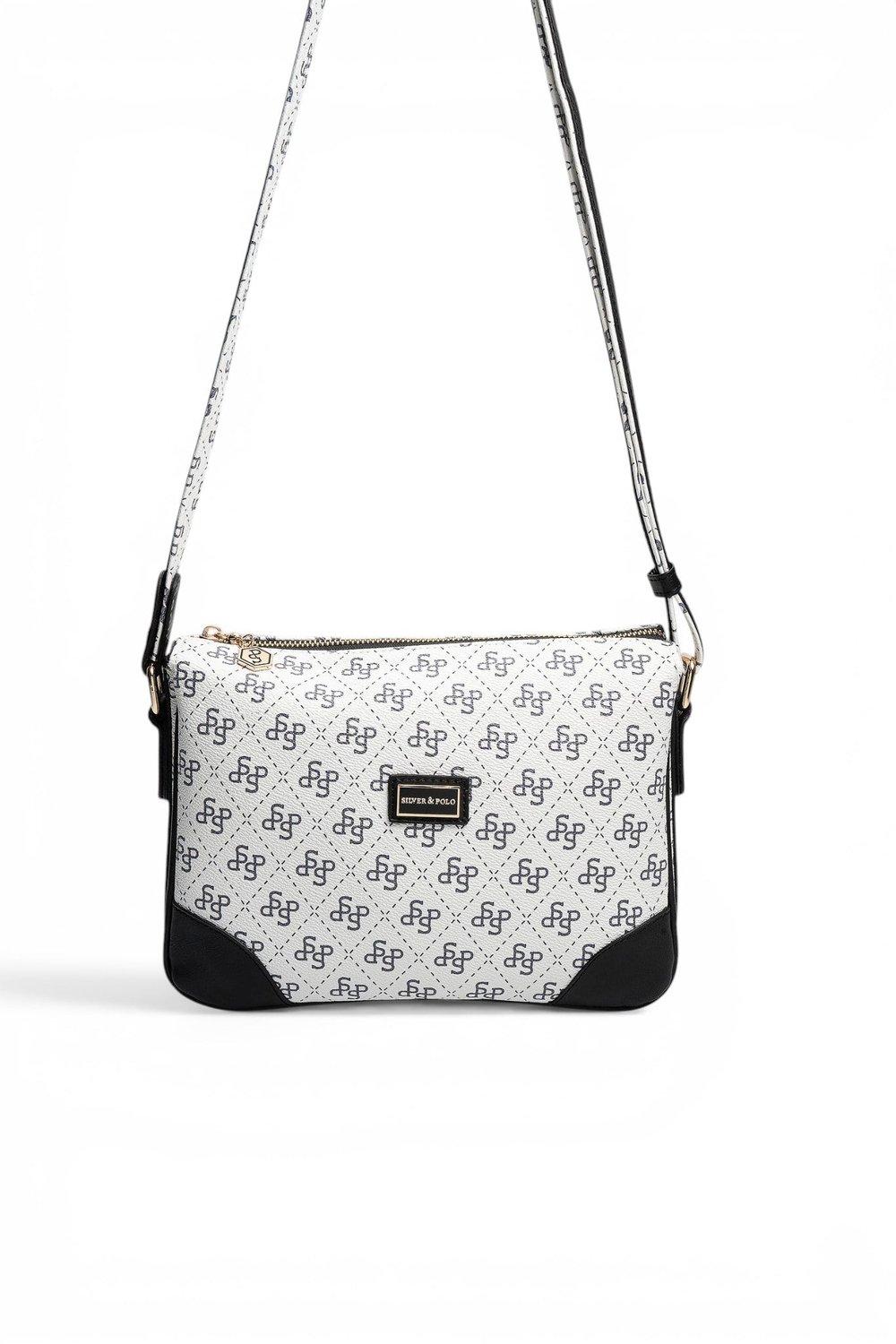 SP784 Kadın Çapraz Çanta Monogram Beyaz - Siyah SP784-M178