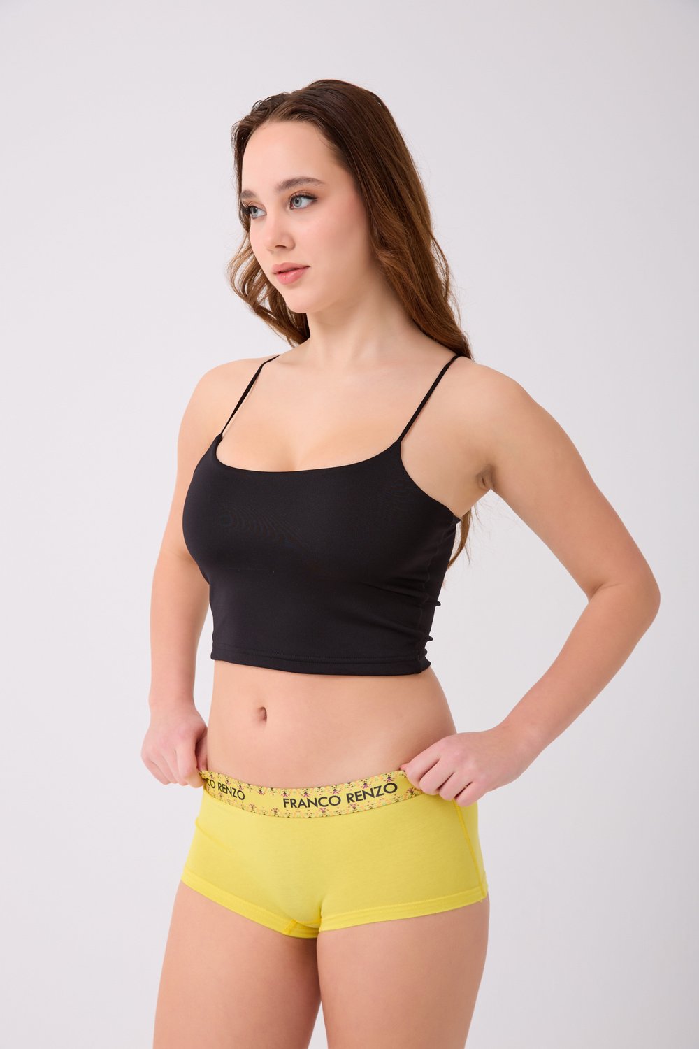 Pamuklu Likralı Baskılı  Boyshort 3'lü Set Kadın Külot Sarı