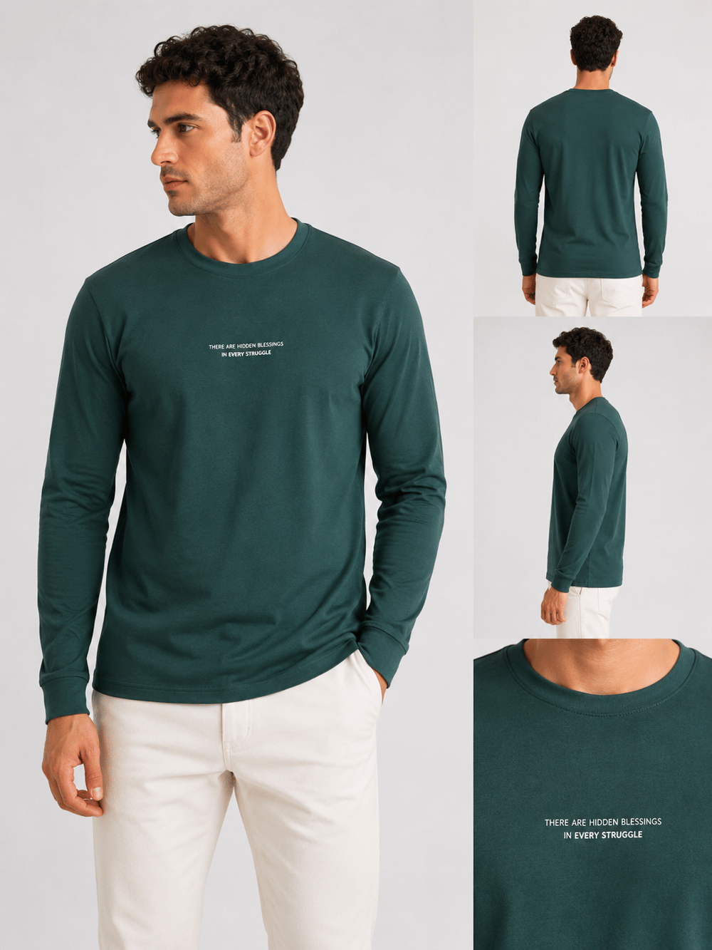 Yeşil Erkek Yarım Fermuarlı Polo Yaka Şardonlu Oysho Sweatshirt