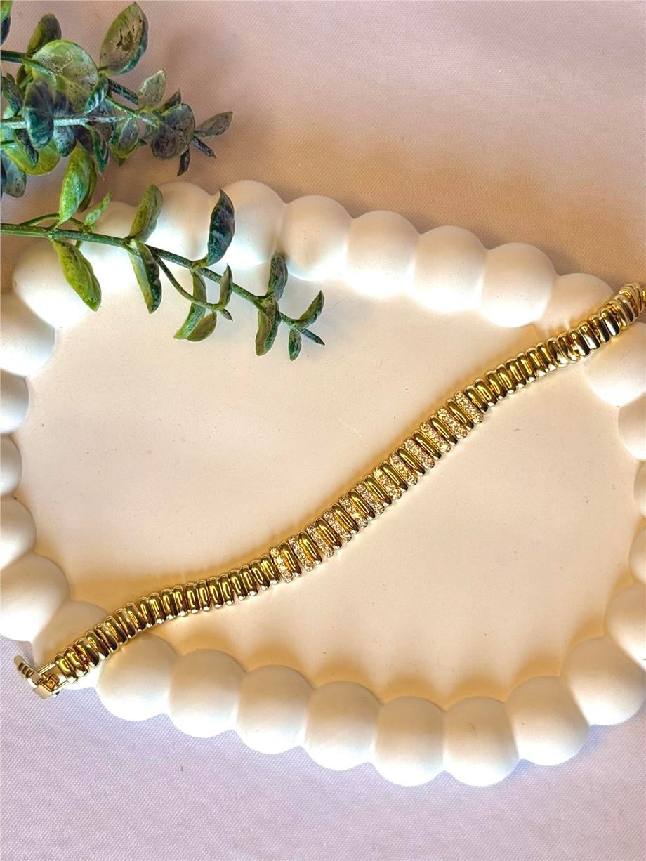 14k çizgi model taşlı xuping bileklik