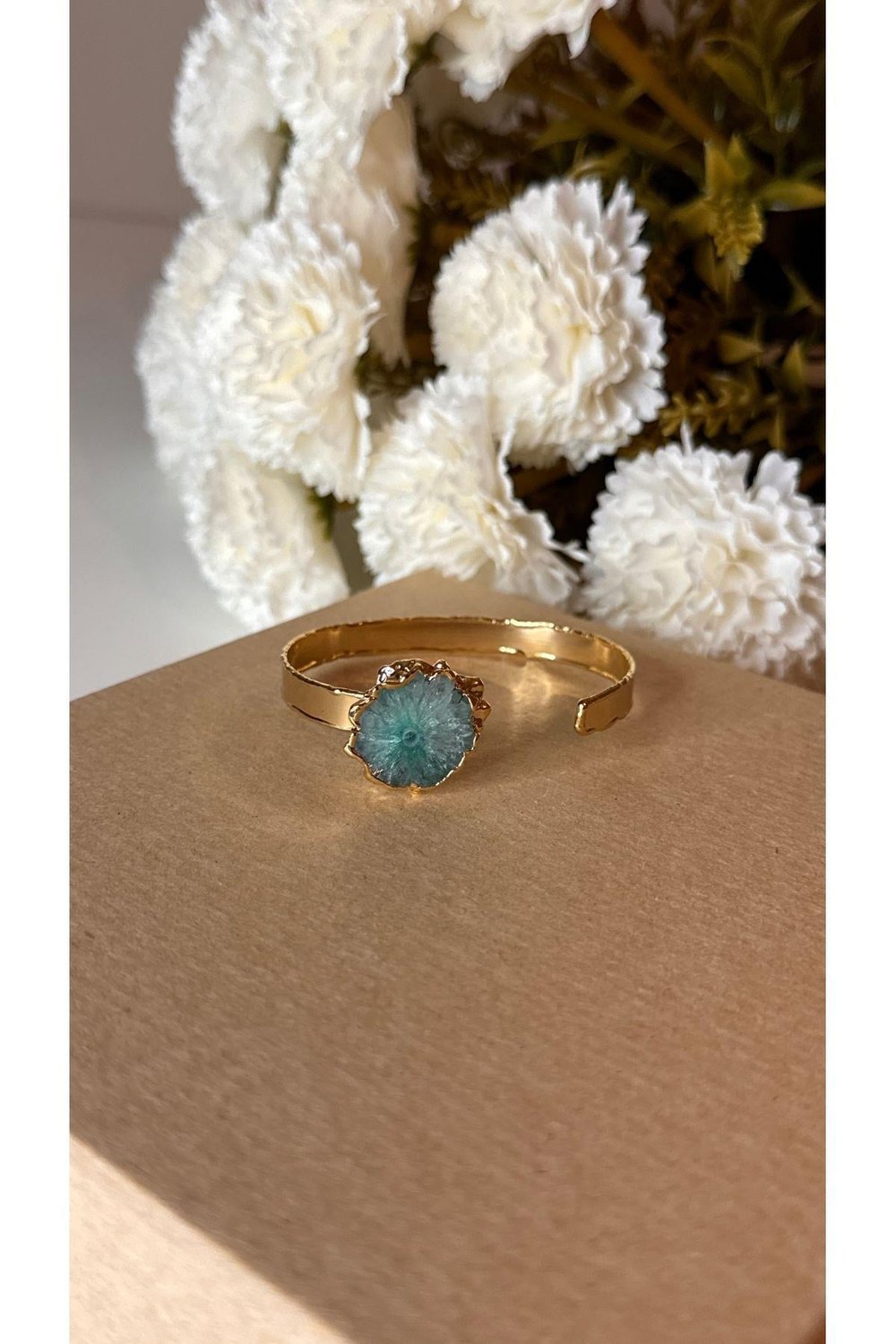 Akik (solgar agate) doğal taş kelepçe