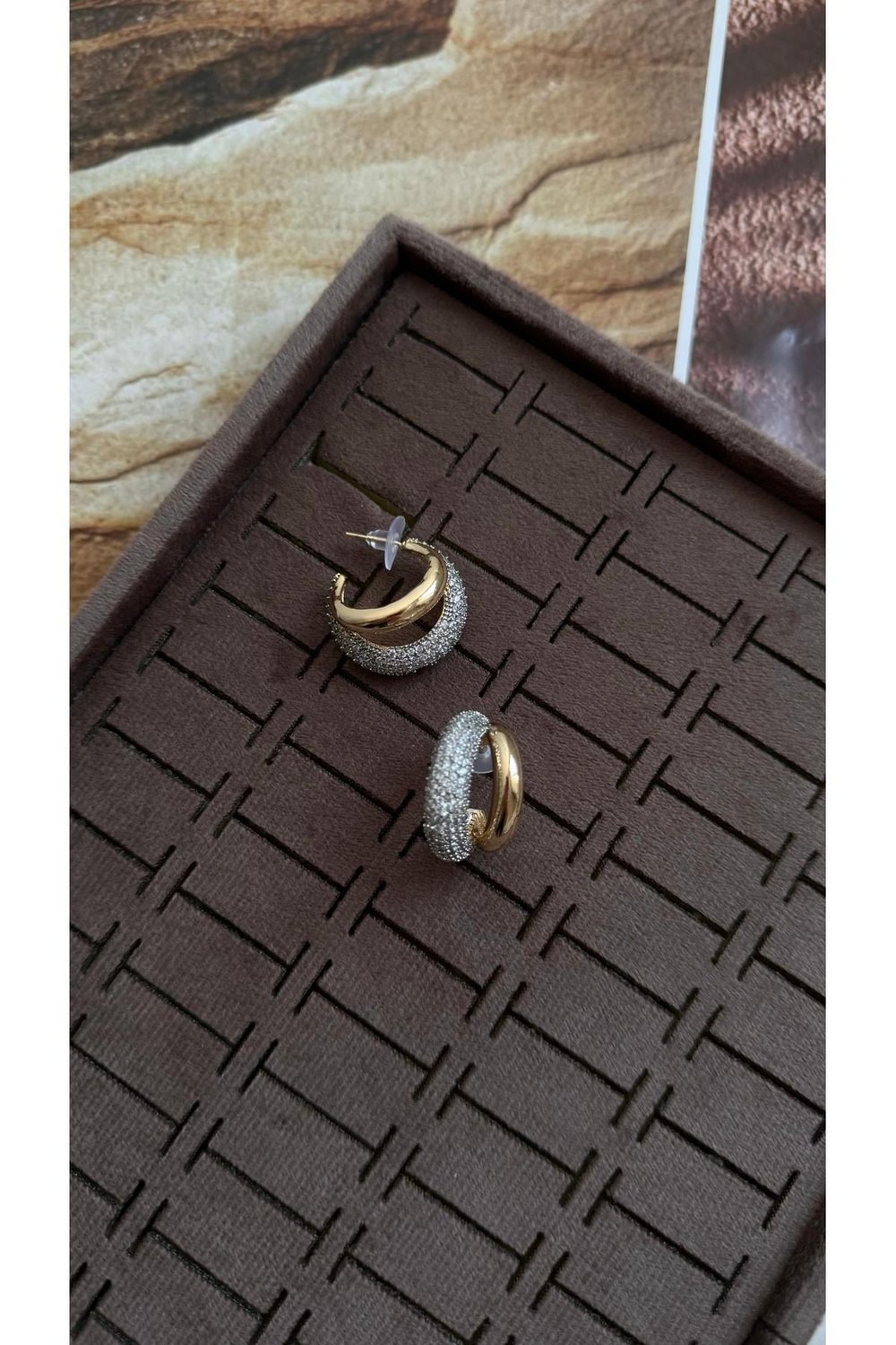 Taşlı mix halka küpe