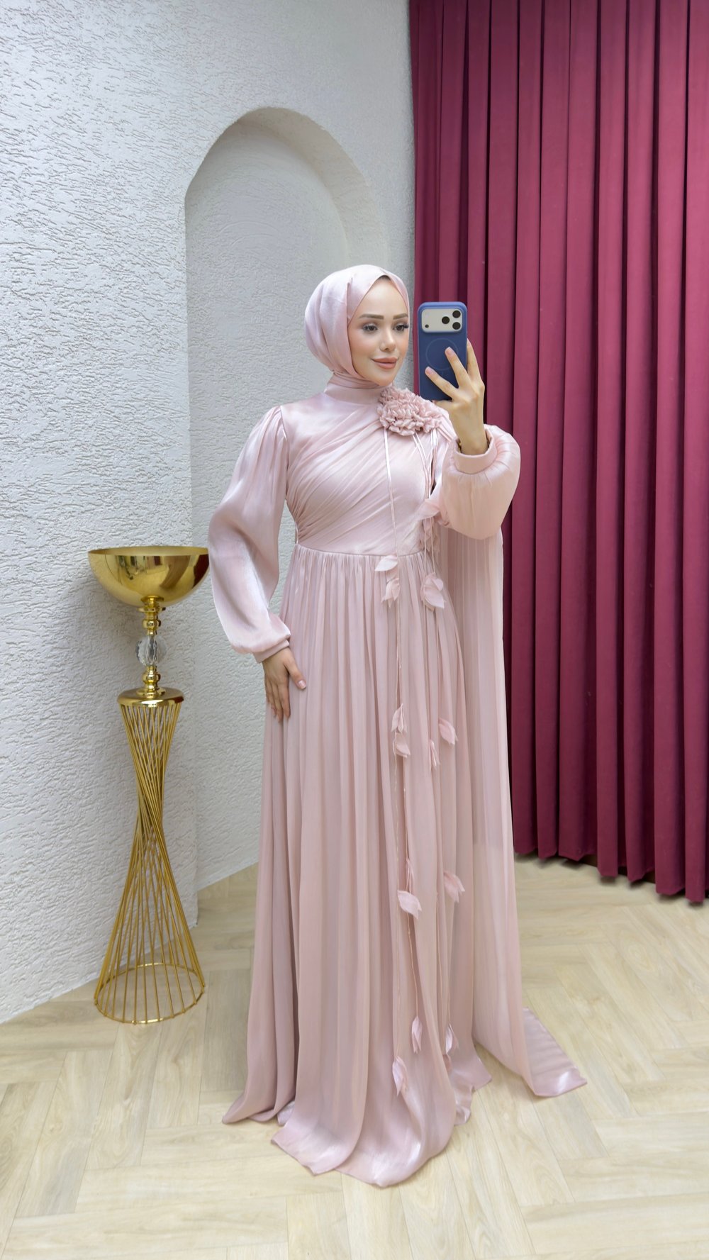 Alara Omuz Detaylı Abiye 1027 Pudra