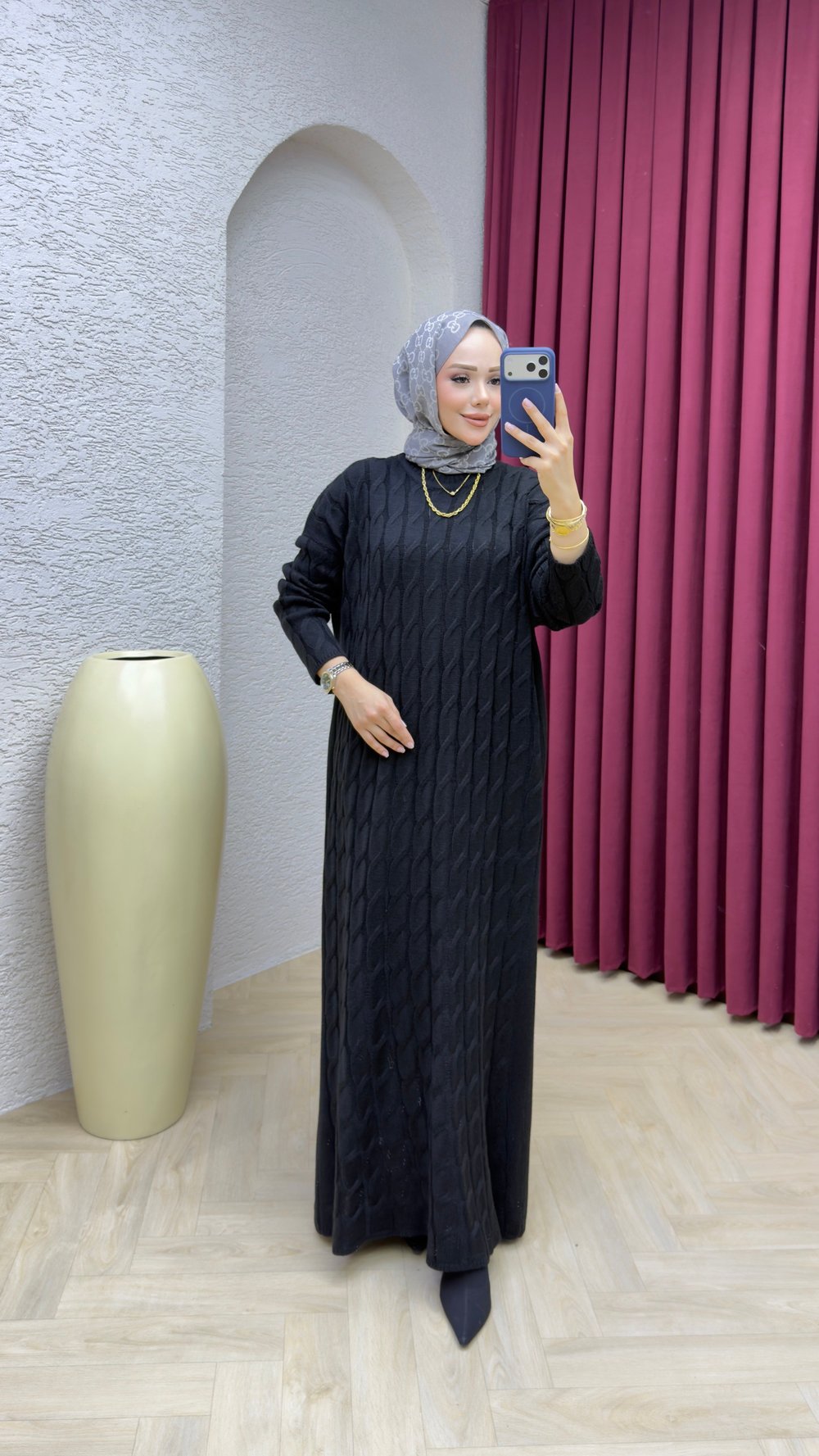 Saç Örgü Elbise 3024 Siyah