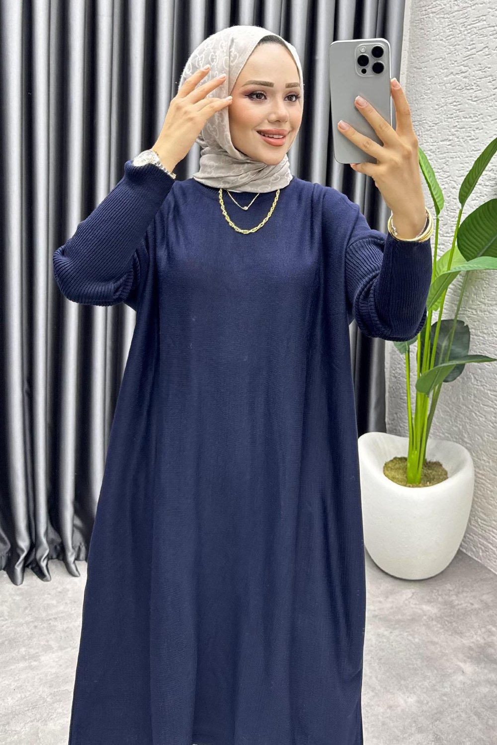 Basic Salaş Triko Tunik 2096 Lacivert
