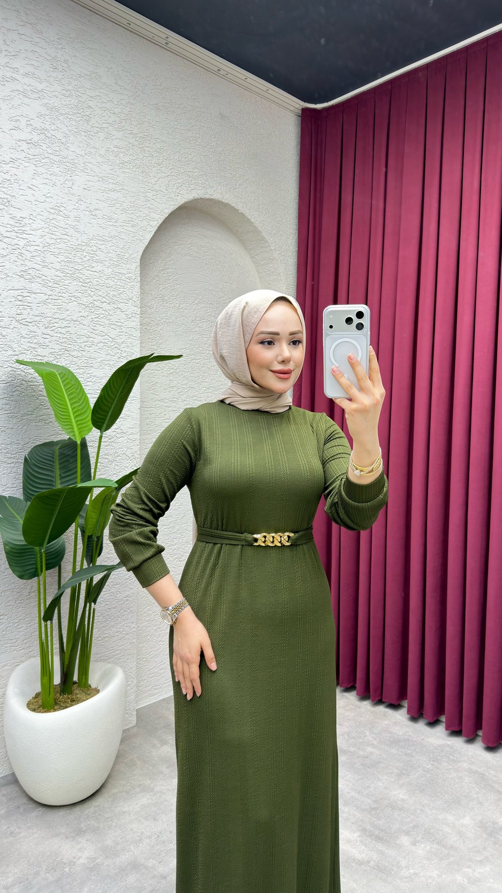 Beyza Elbise 3427 Haki