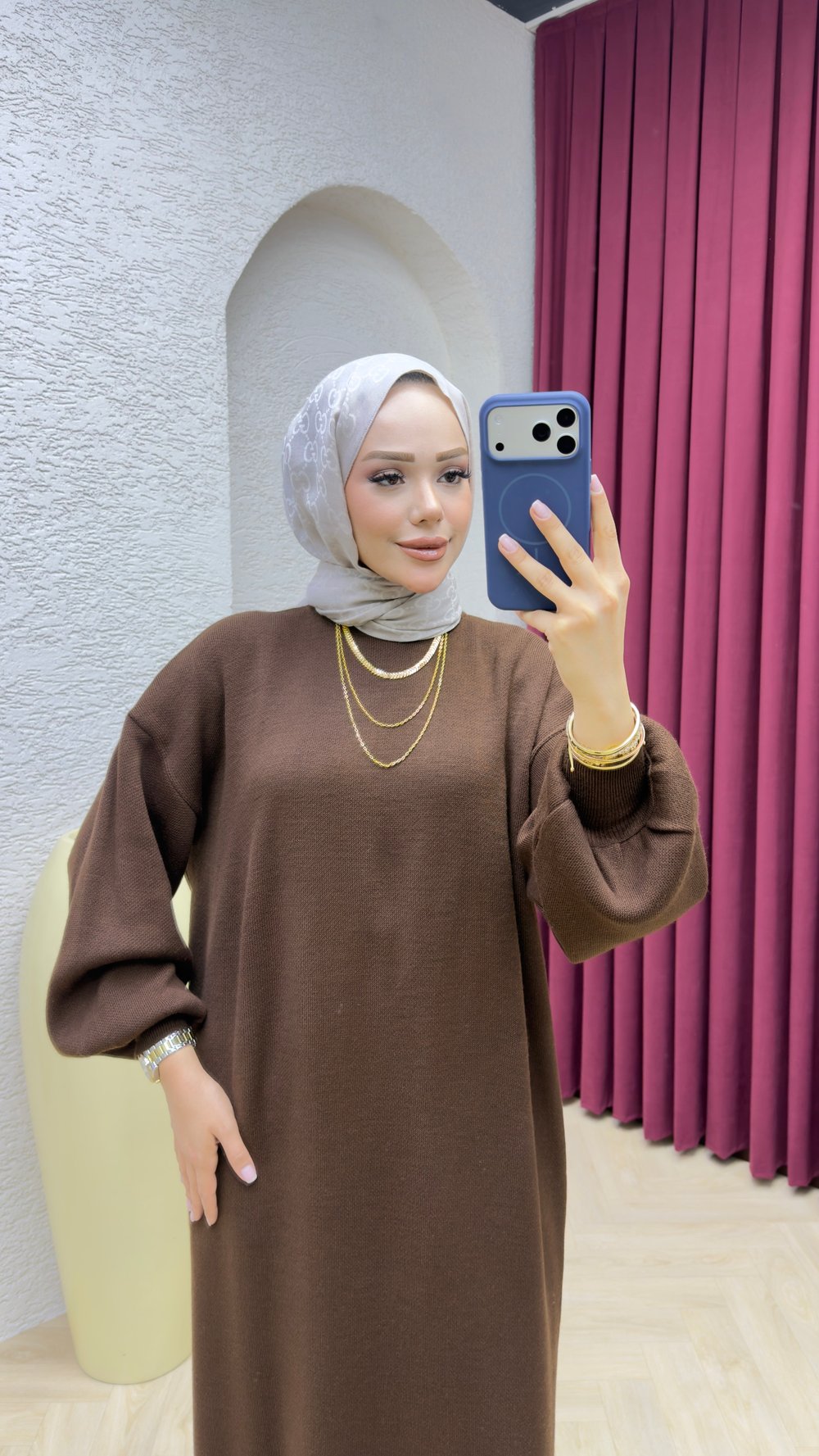 Buse Elbise 3048 Kahve