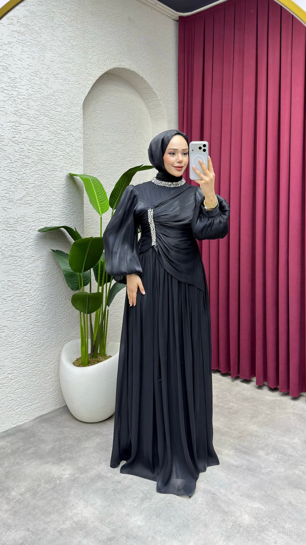 Diva Drape Detay Abiye 8083 Siyah
