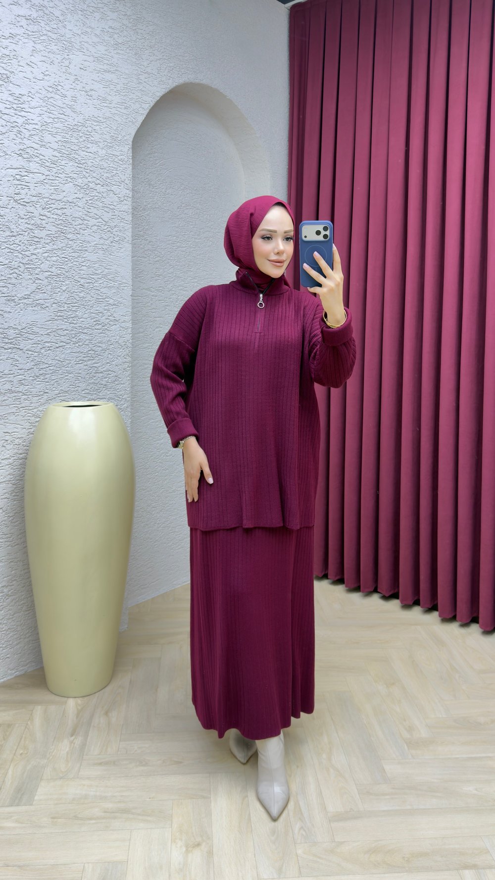 Esra Etekli Takım 1001 Bordo