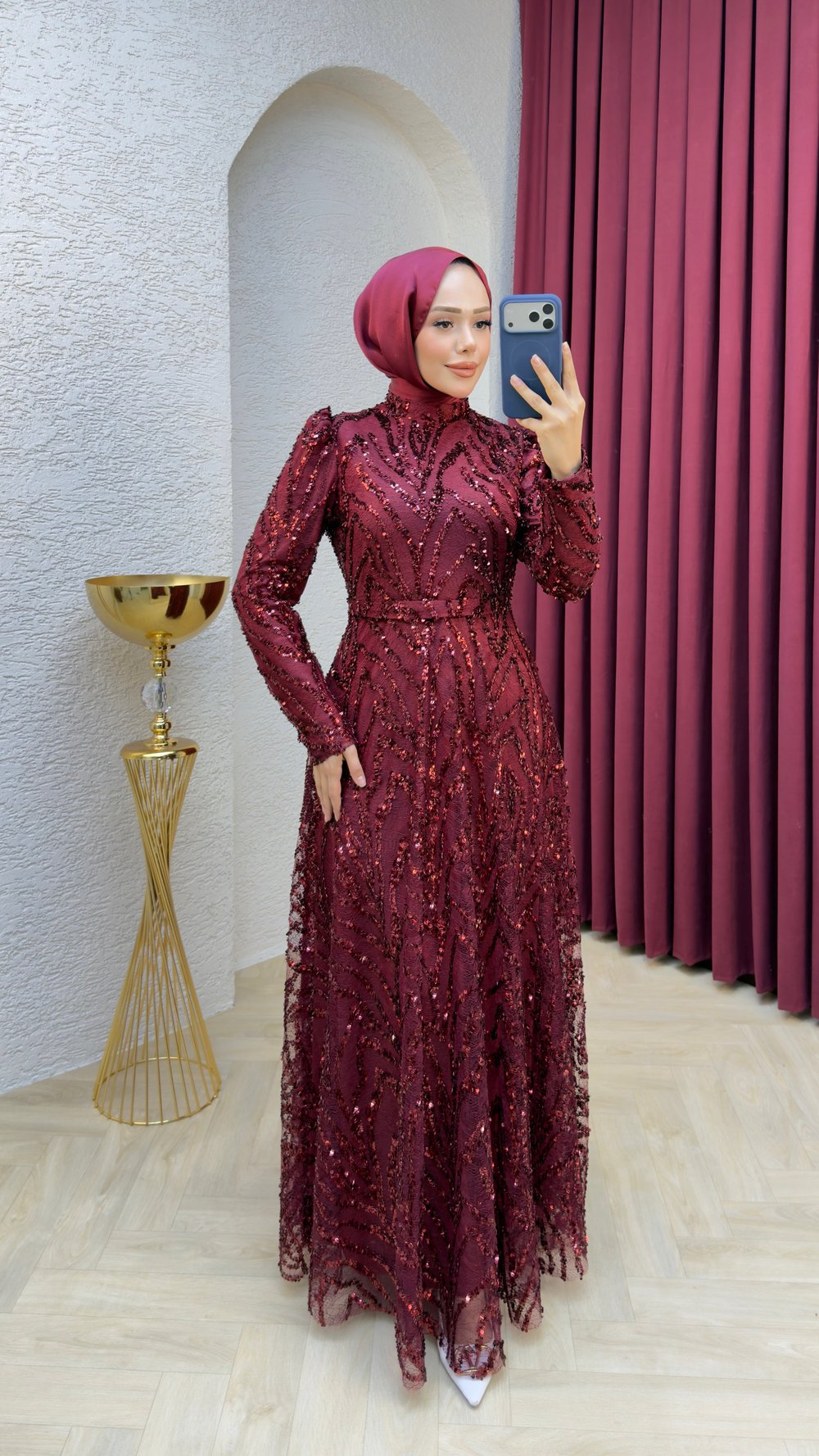 Hilal Abiye 1029 Bordo