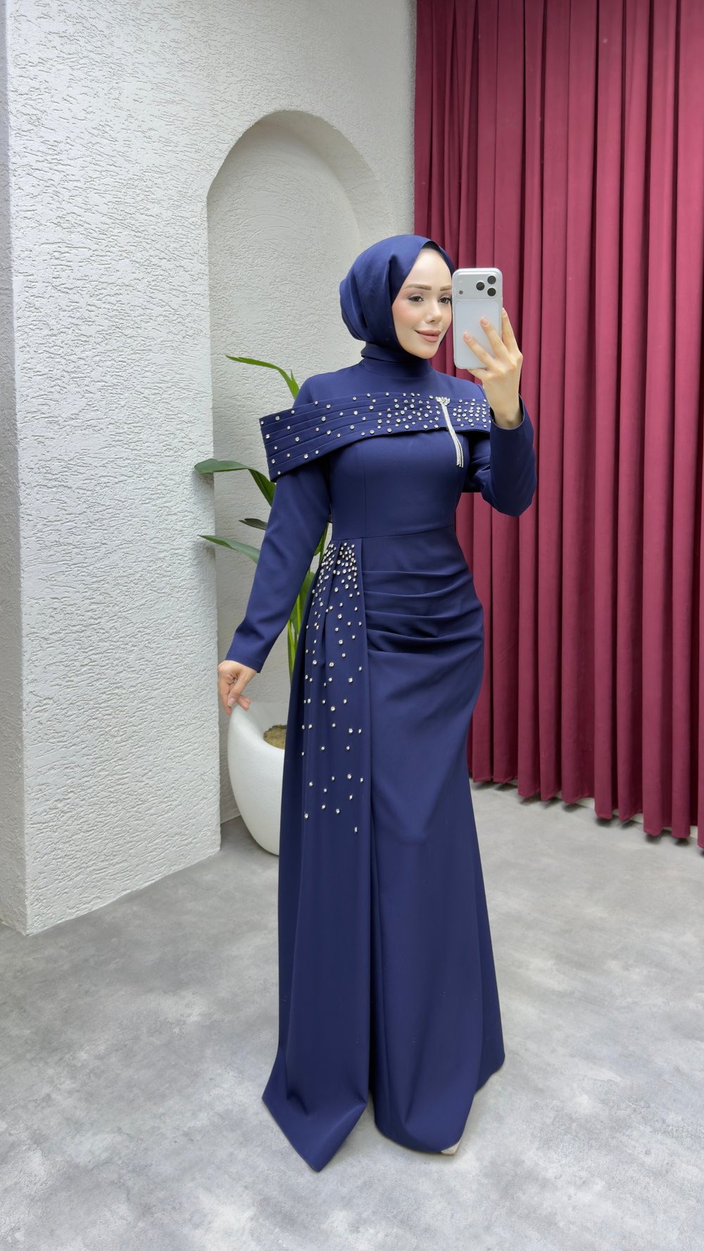 Hürrem Degaje Detay Abiye 8090 Lacivert