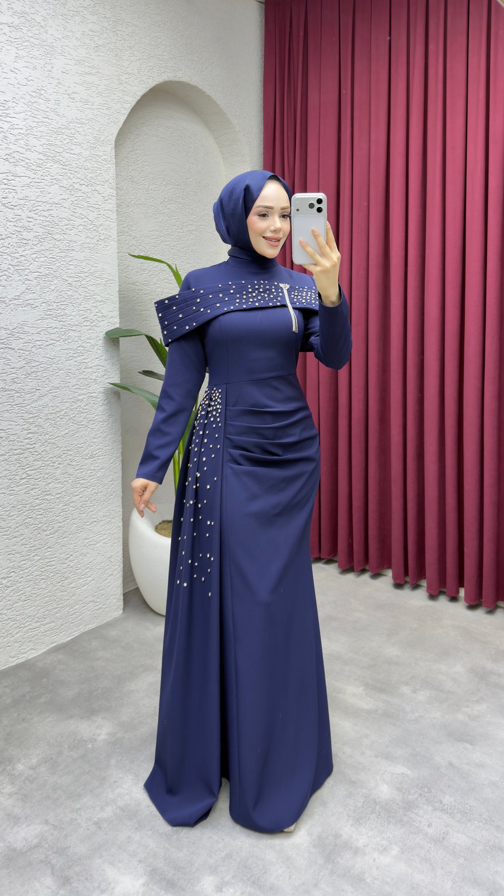 Hürrem Degaje Detay Abiye 8090 Lacivert