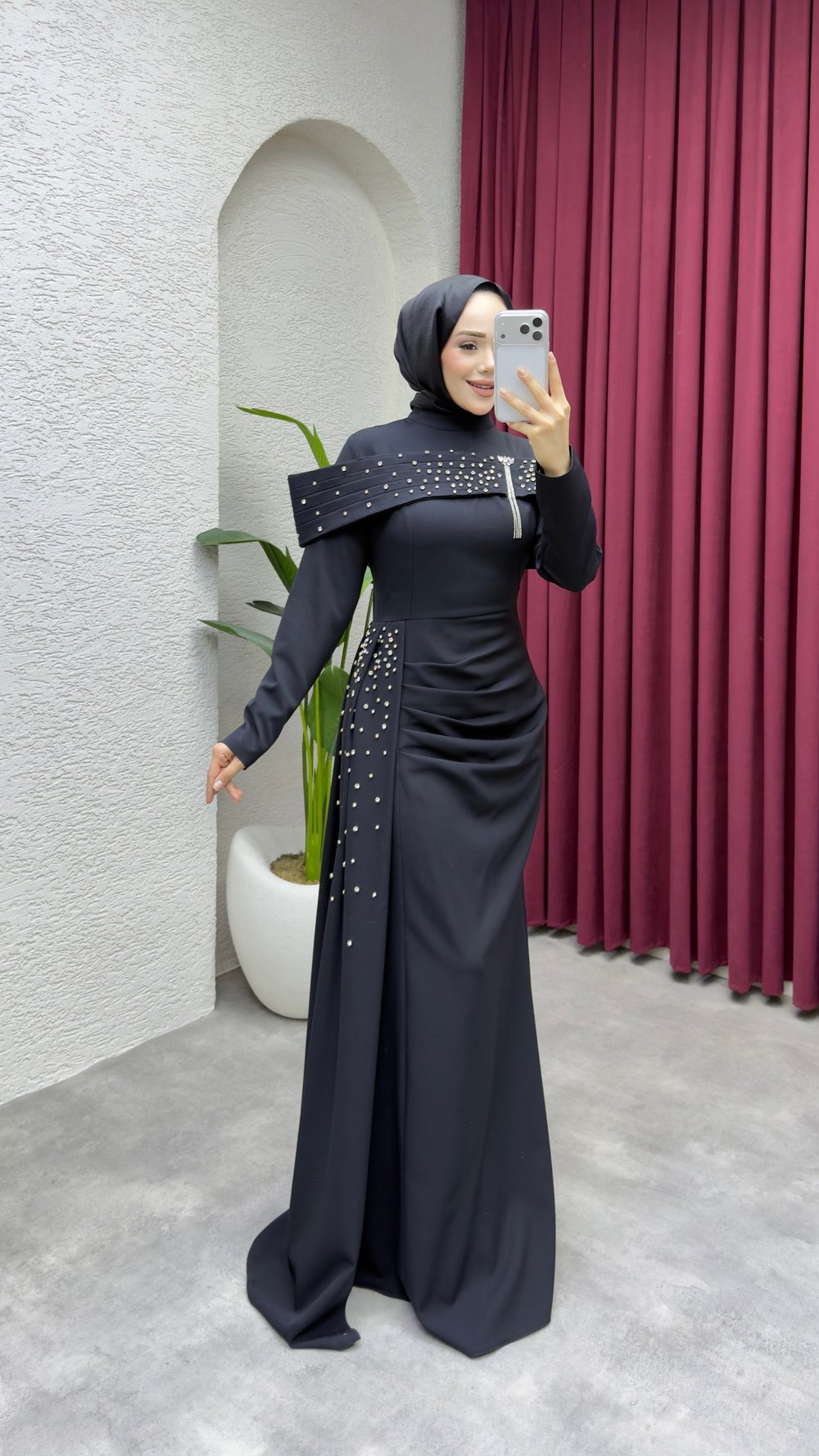 Hürrem Degaje Detay Abiye 8090 Siyah