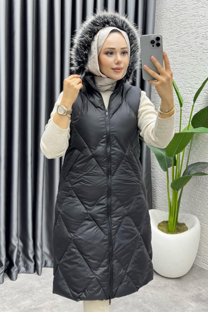 İkon Kapitone Şişme Yelek 4401 Siyah