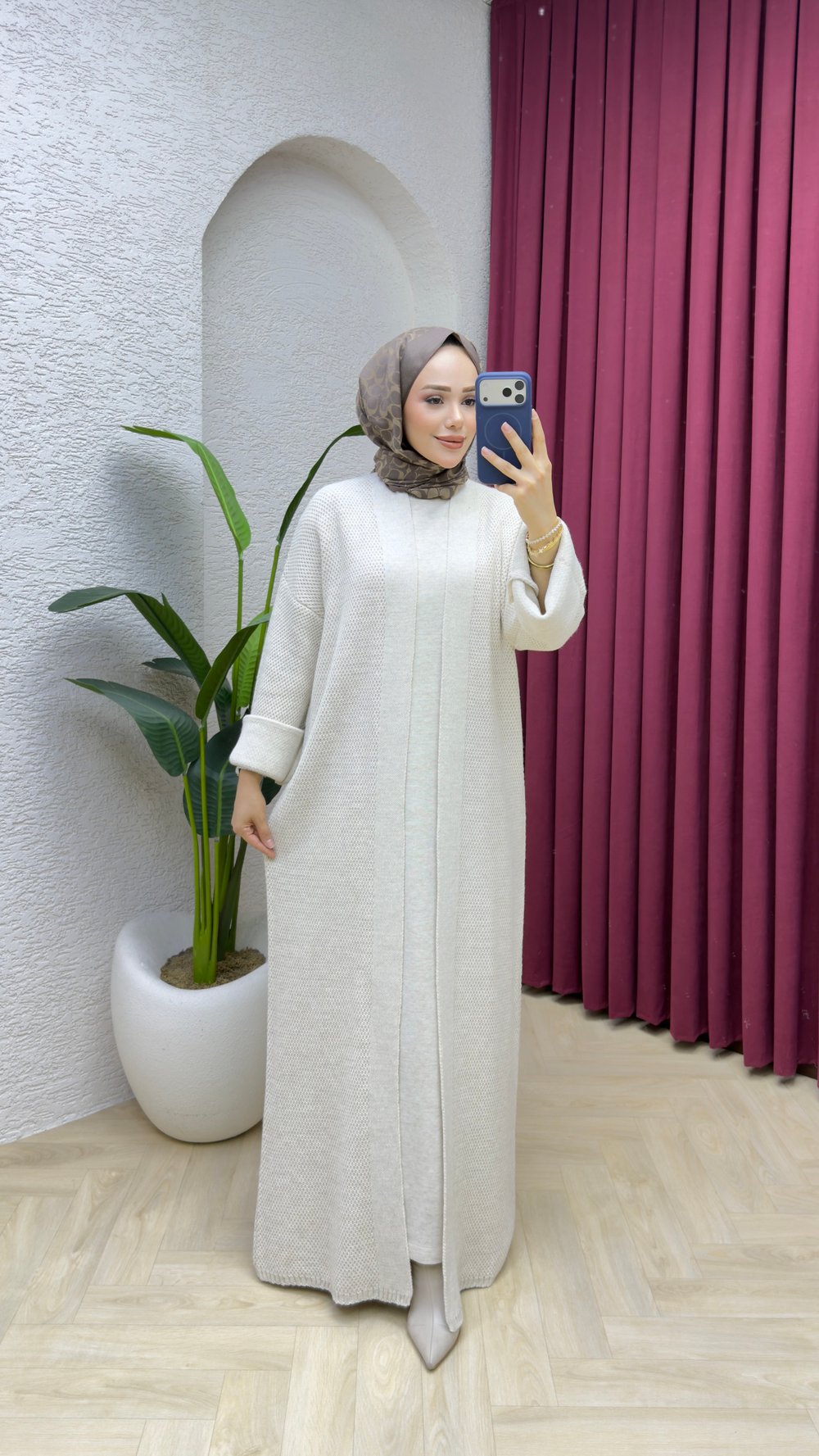 Lale Triko Abaya Takım 7022 Taş