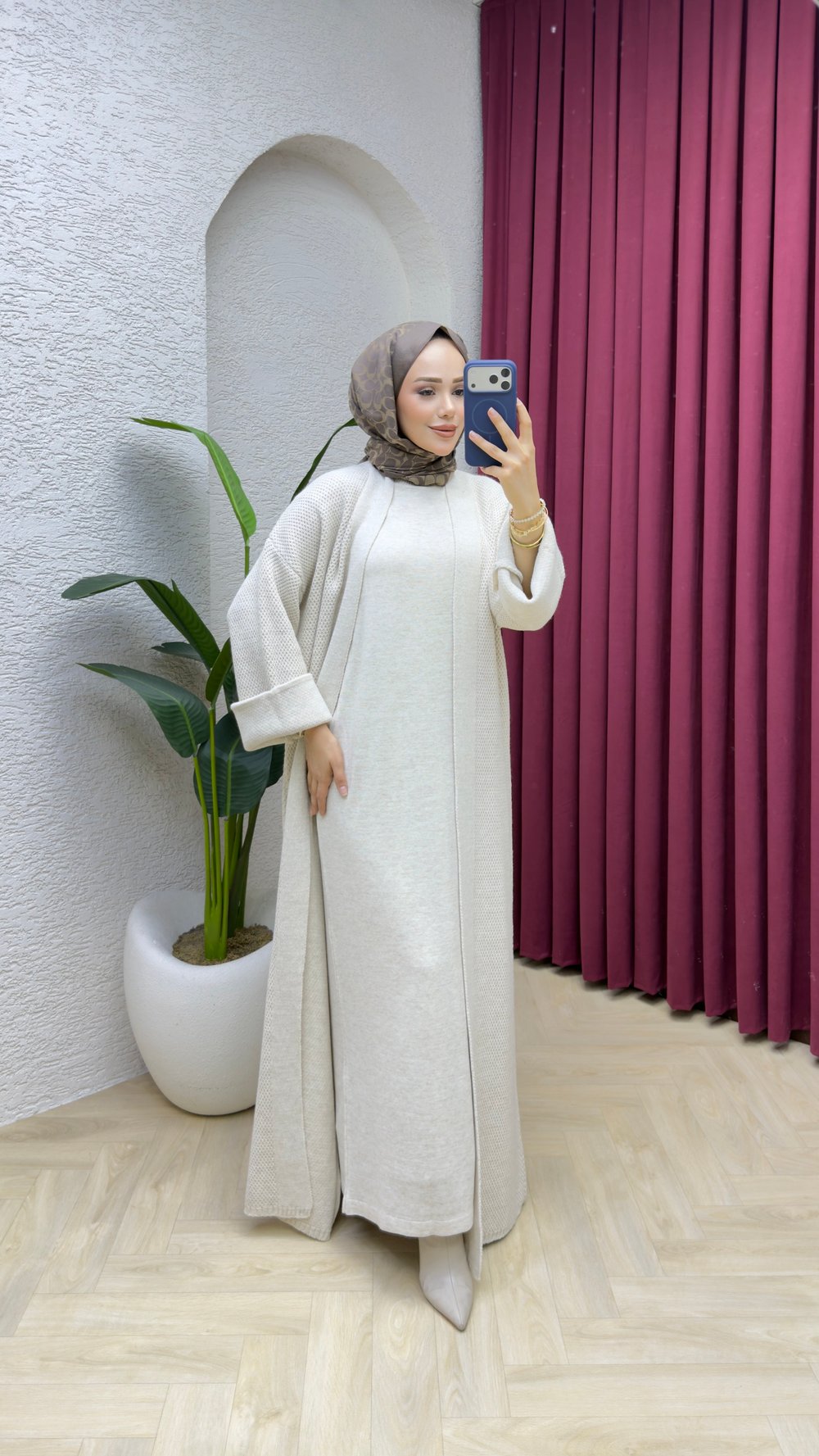 Lale Triko Abaya Takım 7022 Taş