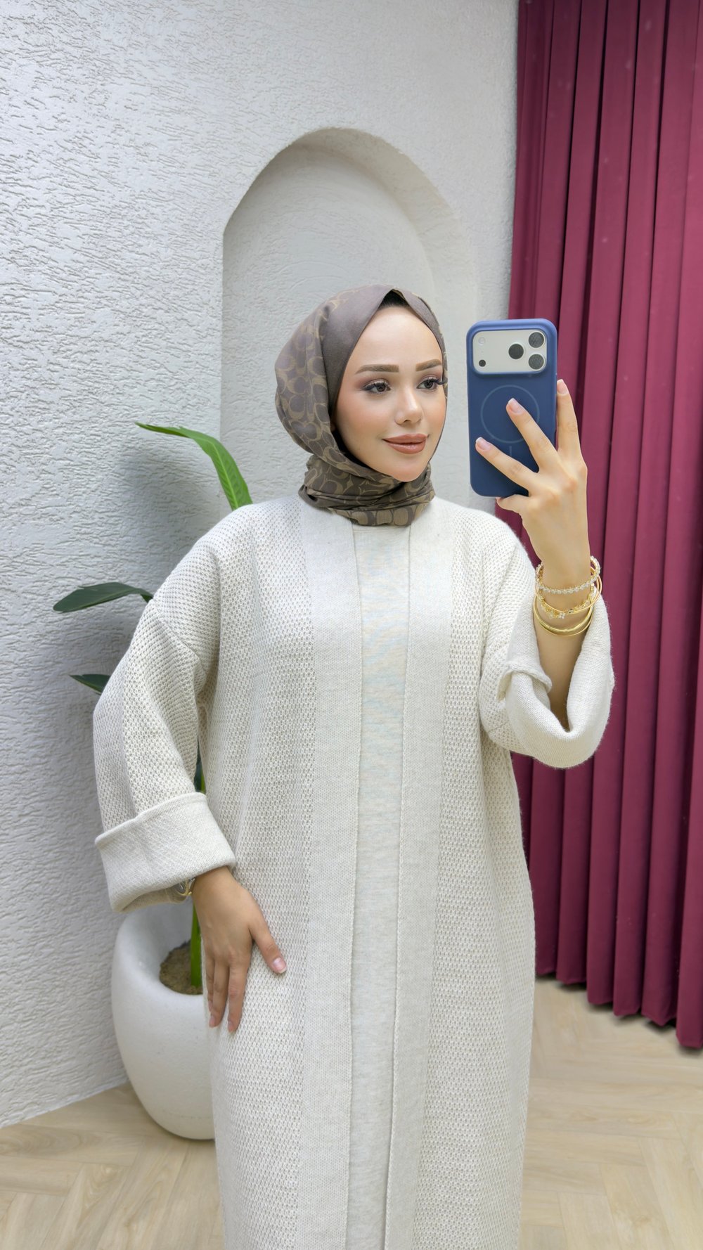 Lale Triko Abaya Takım 7022 Taş