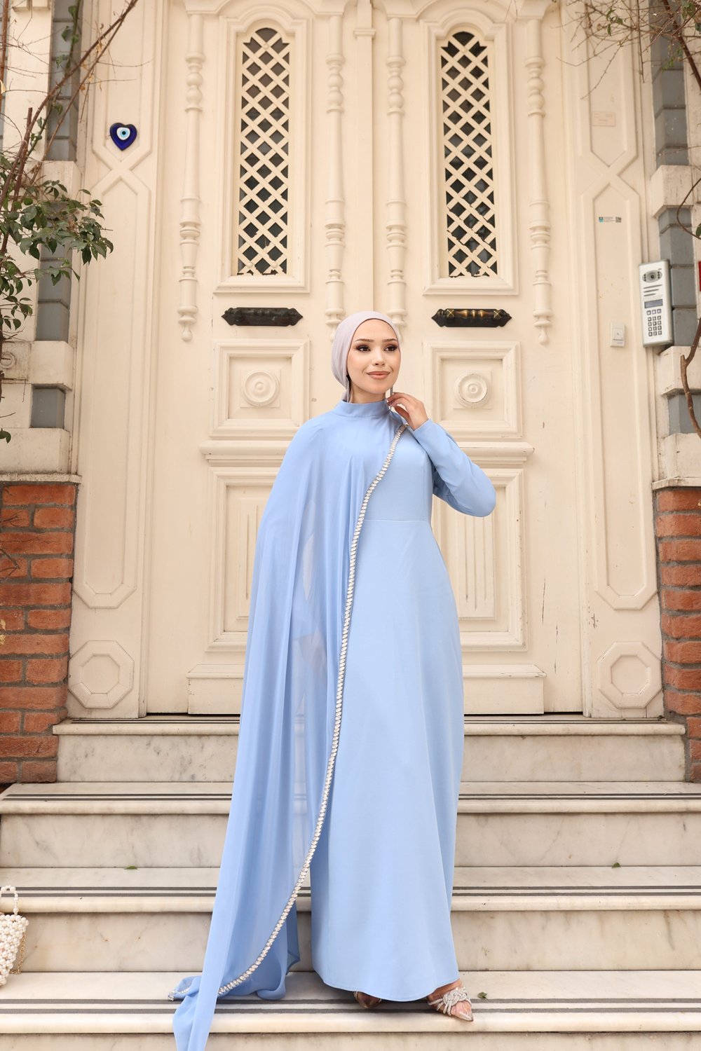 Lidya Pelerinli Abiye 8055 Bebe Mavisi