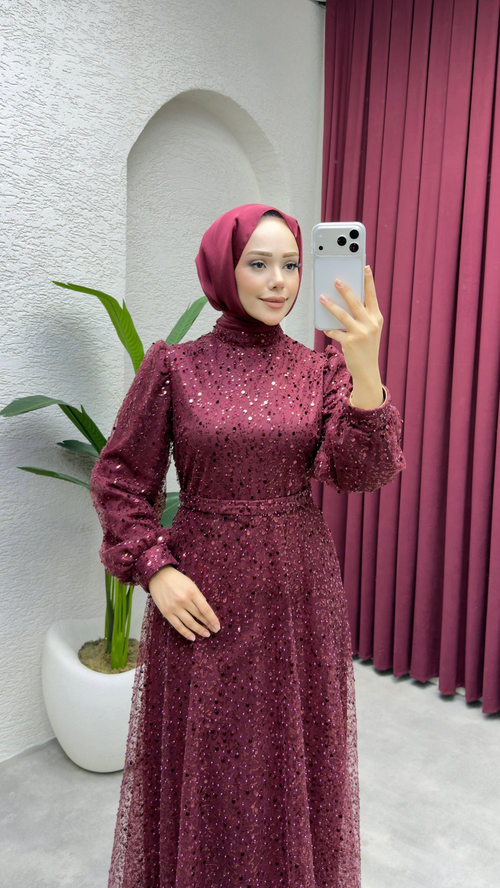 Maral Pullu Abiye 6653 Bordo