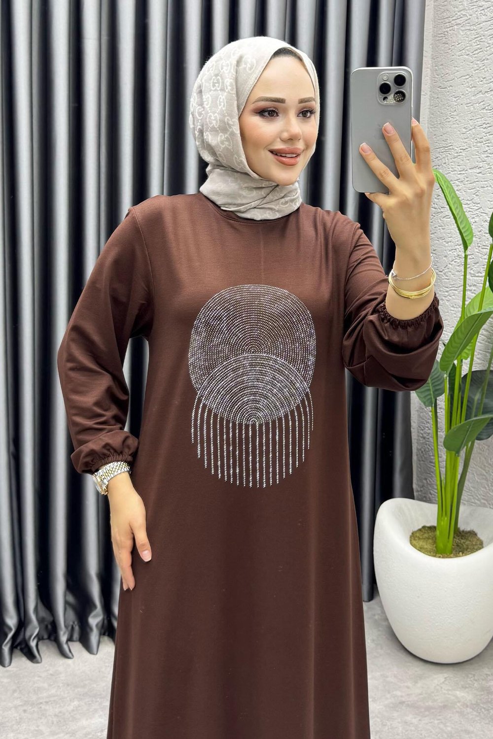 Sarnıç Elbise 3443 Kahverengi