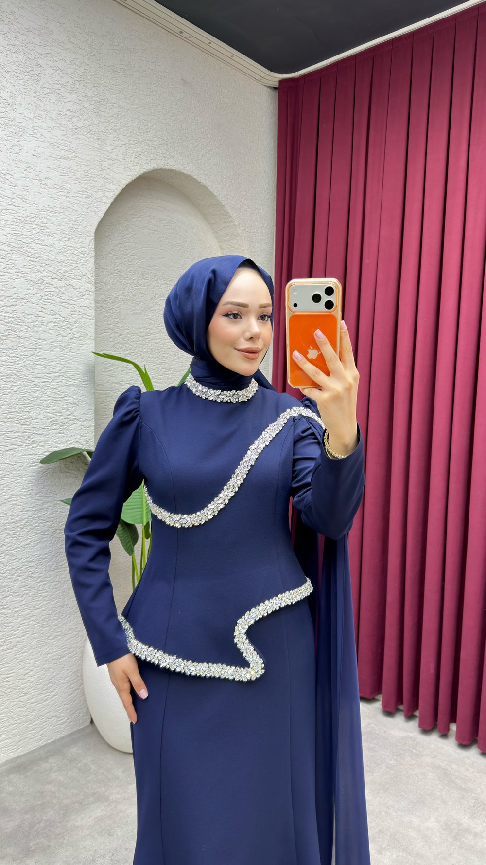 Yasmin Pelerinli Balık Abiye 1021 Lacivert